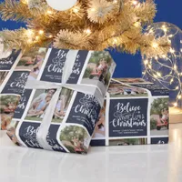 Believe in the Magic of Christmas Photo Collage Wrapping Paper