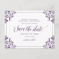 Elegant Wedding Save the Date Vintage Plum Announcement Postcard