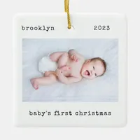 Minimalist Photo Baby's First Christmas Ceramic Ornament