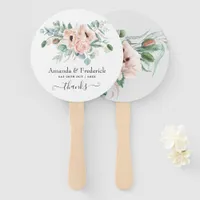 Bohemian Eucalyptus Pink Poppy Wedding Hand Fan
