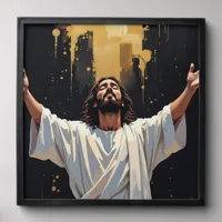 Jesus Christ Our Savior | Black and Gold Peel And Stick Photo Tile