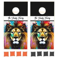 Abstract Lion Face Cornhole Set