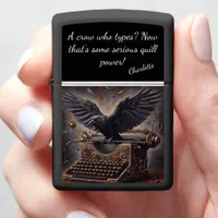 Mysterious Steampunk Crow Writing With Glowing Key Zippo Lighter