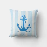 Nautical Blue Anchor Tropical Beach House Pillow