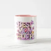 *~* Loved Hugs Mother Day Hearts Flowers 3-d AP72 Two-Tone Coffee Mug