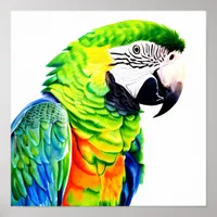 Cute AI Generated Green Parrot Poster