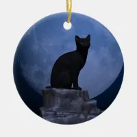 Moonlit Cat Ceramic Ornament