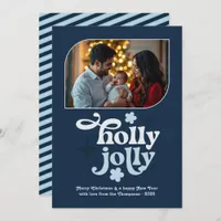 Velvet Ice Modern Blue Christmas Photo Holiday Card