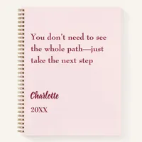 Blush pink inspirational goal quote notebook