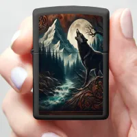 Wolf's Moonlit Howl Zippo Lighter