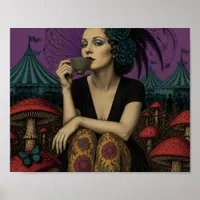 Woman Drinks Tea at the Circus Poster