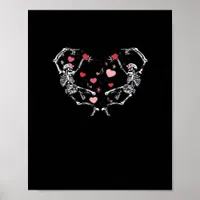 Skeleton Dancing Heart Valentines Day Gift Skull Poster