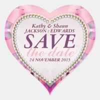 Stylish Pink Romance Save the Date Heart Stickers