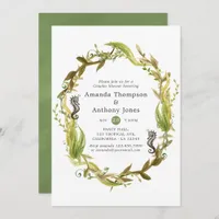 Watercolor Nautical Seaweed Wedding Couples Shower Invitation