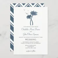 Blue Tropical Palm Tree Wedding Invitations