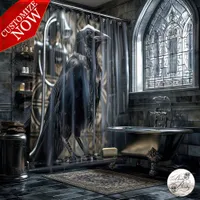 Shower with a Crow Shower Curtain