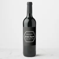 Bridal shower black white geometric name wine label