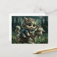 Best Friends Cat and Goat  Postcard