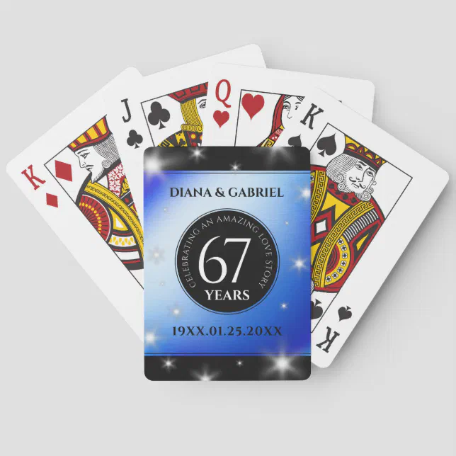 Elegant 67th Star Sapphire Wedding Anniversary Poker Cards