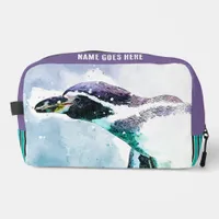 Cute Penguin Purple and Teal Watercolor Travel Dopp Kit