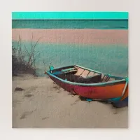 Stranded Boat on a Sandy Beach | AI Generated Art Jigsaw Puzzle