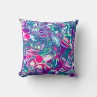 Pink and Blue Abstract Fluid Art Throw Pillow