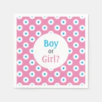 Boy or Girl? Blue on Pink Polka-Dot Gender Reveal Napkins