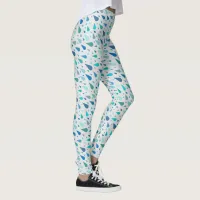 Rainy day pattern with blue raindrops leggings