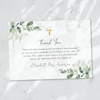 Sympathy Eucalyptus Cross Funeral  Thank You Card