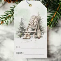 Rustic Watercolor Winter Scene Christmas Gift Tags