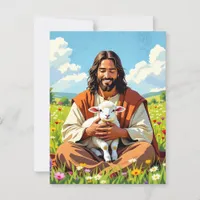 Jesus holding a Lamb | Religious Easter Postcard
