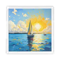 Sailboat at Sunset Acrylic Tray