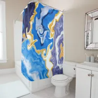 Beautiful Blue, Gold and White Swirls like Water   Shower Curtain