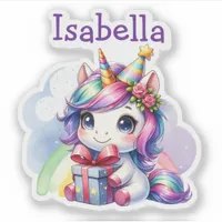 Personalized Girl's Birthday Unicorn Sticker