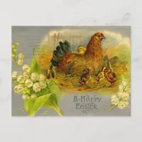 Vintage Easter Hen Holiday Postcard