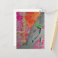 Sexy Leg in Lace and Heels Neon Collage  Postcard