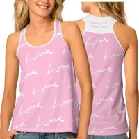 Love Script Pattern | Pastel Cotton Candy Pink Tank Top