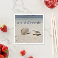 Let's shell-ebrate Seashells sandy Caribbean beach Napkins