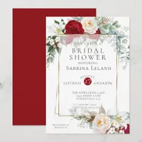 Bridal Shower | Burgundy Peony Floral Frame Invitation
