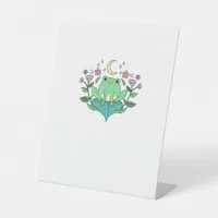 Cottagecore Goblincore Moon Flowers Forest Frog Mu Pedestal Sign