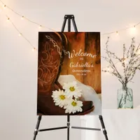 White Daisies Cowboy Boots Western Quinceañera Foam Board