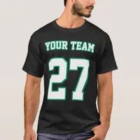 Sports Team Last Name Number Green White Outlines T-Shirt