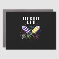 Funny Let's Get Lit - Independence Pun Classic Car Magnet