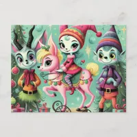 Cute Christmas Misfits Postcard