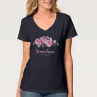 New Grandma Vintage Pink Floral Typography T-Shirt