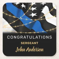 Police Officer Party Congratulations Retirement Square Paper Coaster