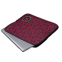 Pink Black Pattern Monogram Tablet Notebook Laptop Sleeve