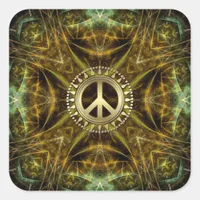 Medieval Visions Golden Peace Symbol Postcard Square Sticker