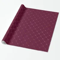 Burgundy and Gold Lattice Pattern Wrapping Paper