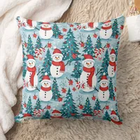 Cute and Cozy Snowman Christmas Throw Pillow